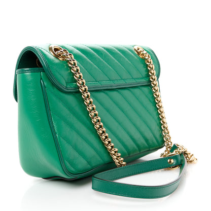 Gucci Azalea Calfskin Enamel Matelasse Diagonal Small Torchon GG Marmont Shoulder Bag New Shamarock Emerald 3 of 11