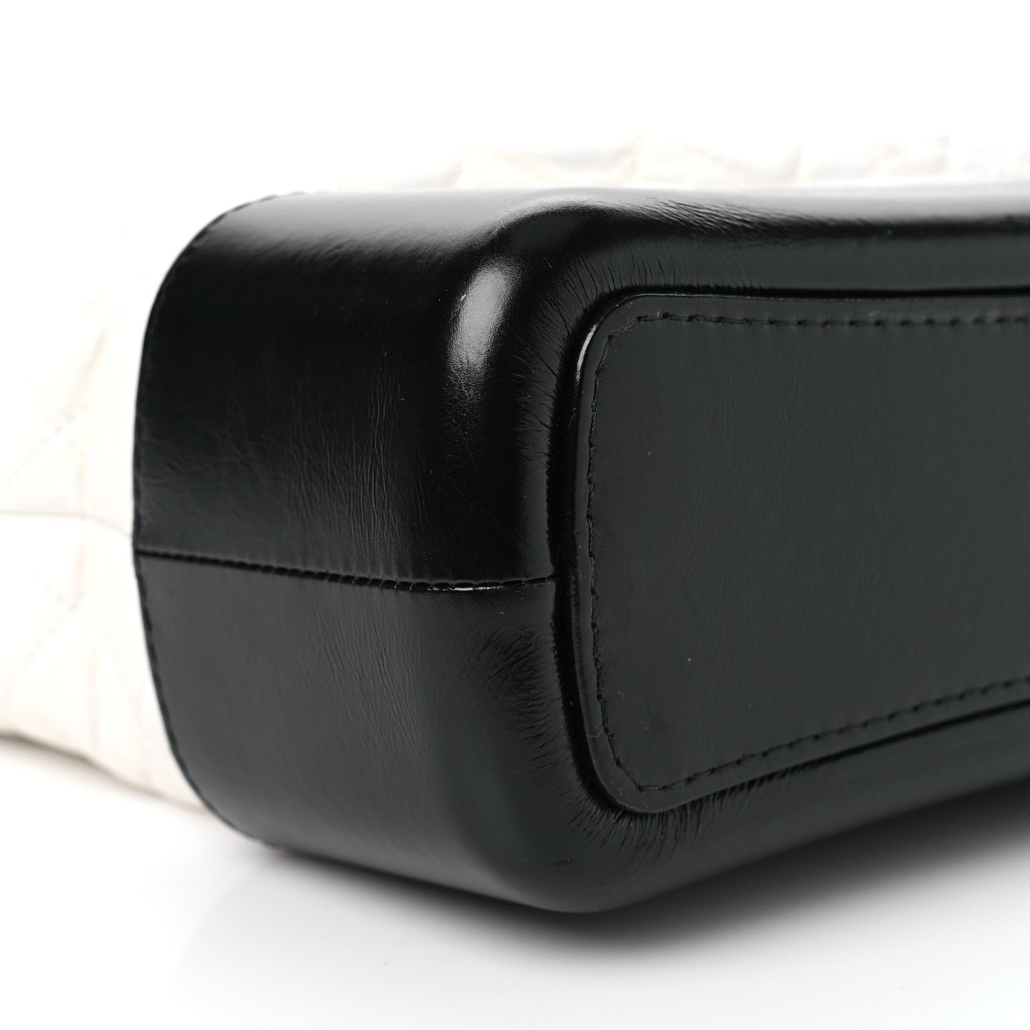 Aged Calfskin Quilted Medium Gabrielle Hobo Black White