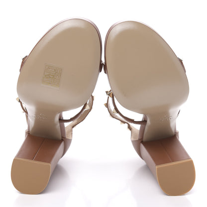 Valentino Garavani Calfskin Rockstud T-Strap 10/110mm Platform Sandals 37 Saddle Brown 5 of 10
