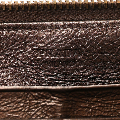 Prada Vitello Shine Zip Around Wallet Brown 6 of 8
