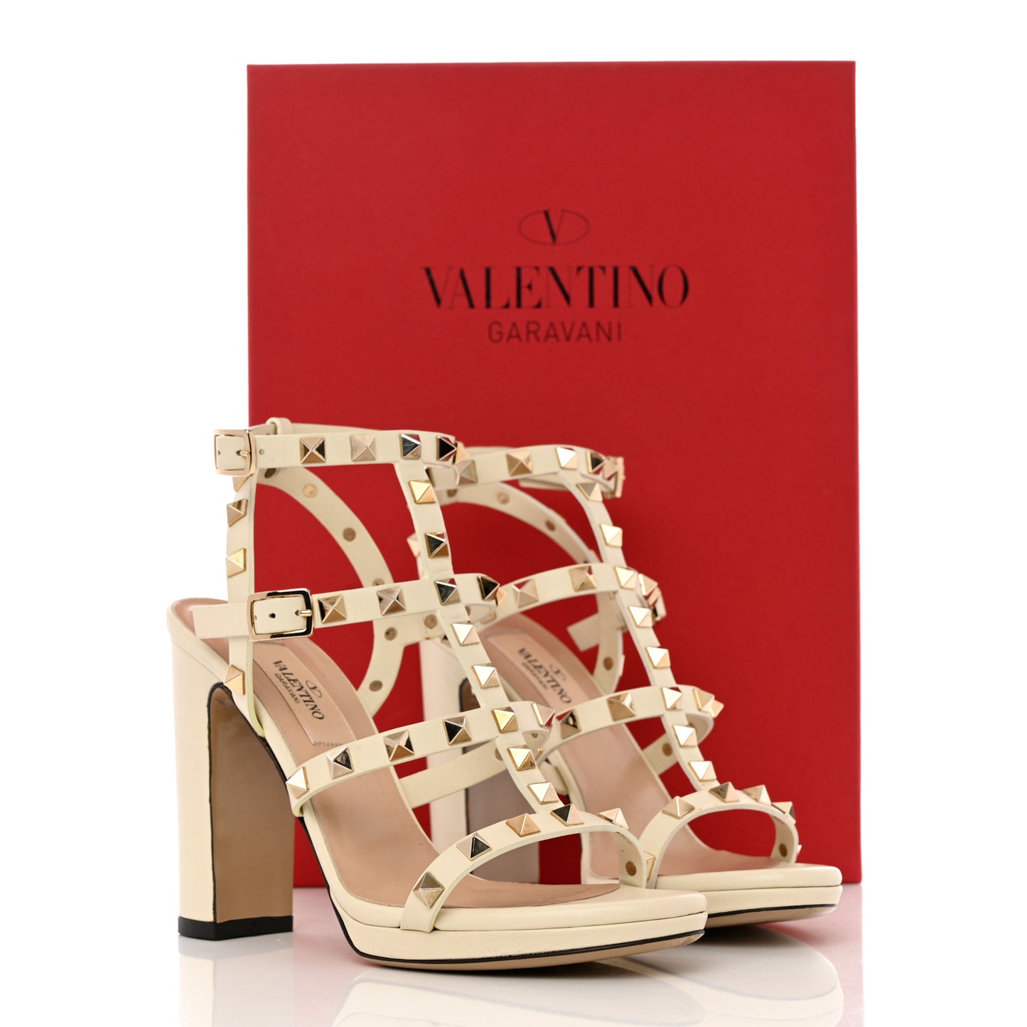 Calfskin Rockstud 90mm City 36 Ivory