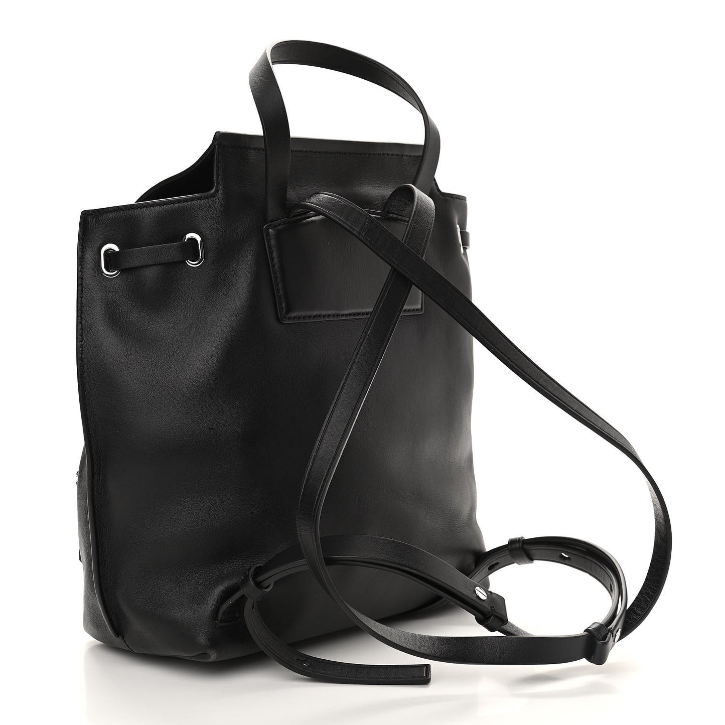 Lambskin Mid Zip Backpack Black