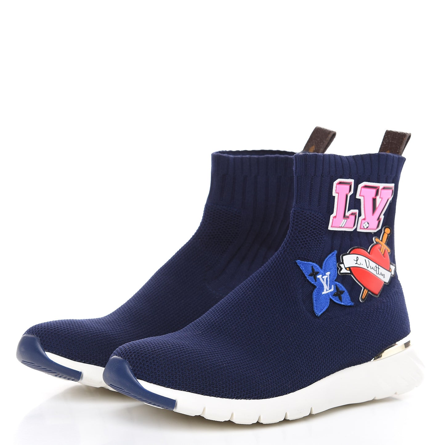Stretch Fabric LV Black Heart Sock Sneaker 38 Marine