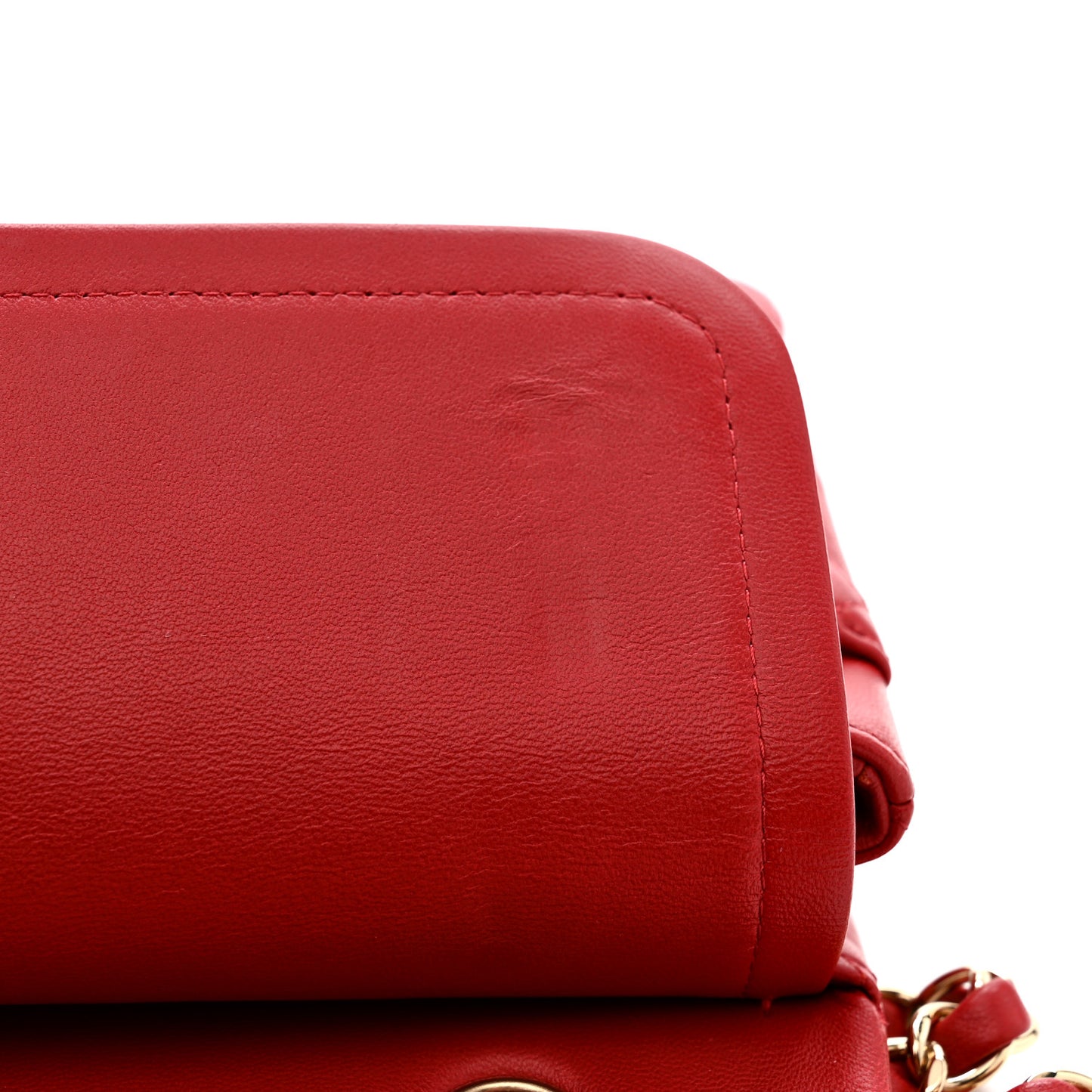 Lambskin Quilted Medium Double Flap Red