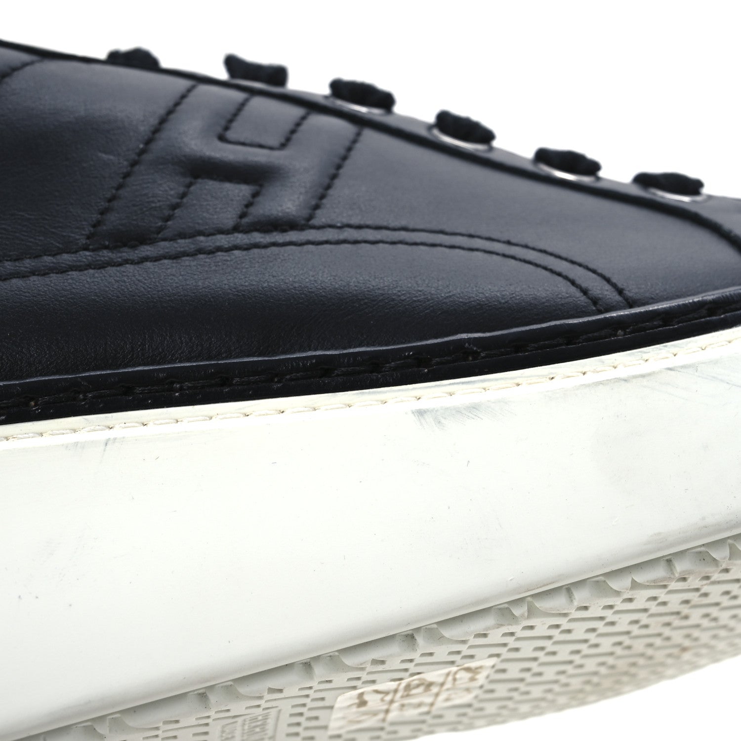 Hermes Calfskin Womens Polo Sneakers 39 Black White 12 of 12