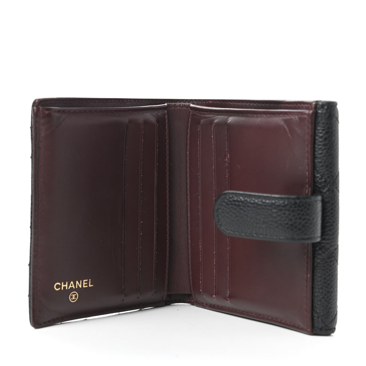 Caviar Quilted Compact French Flap Wallet Black