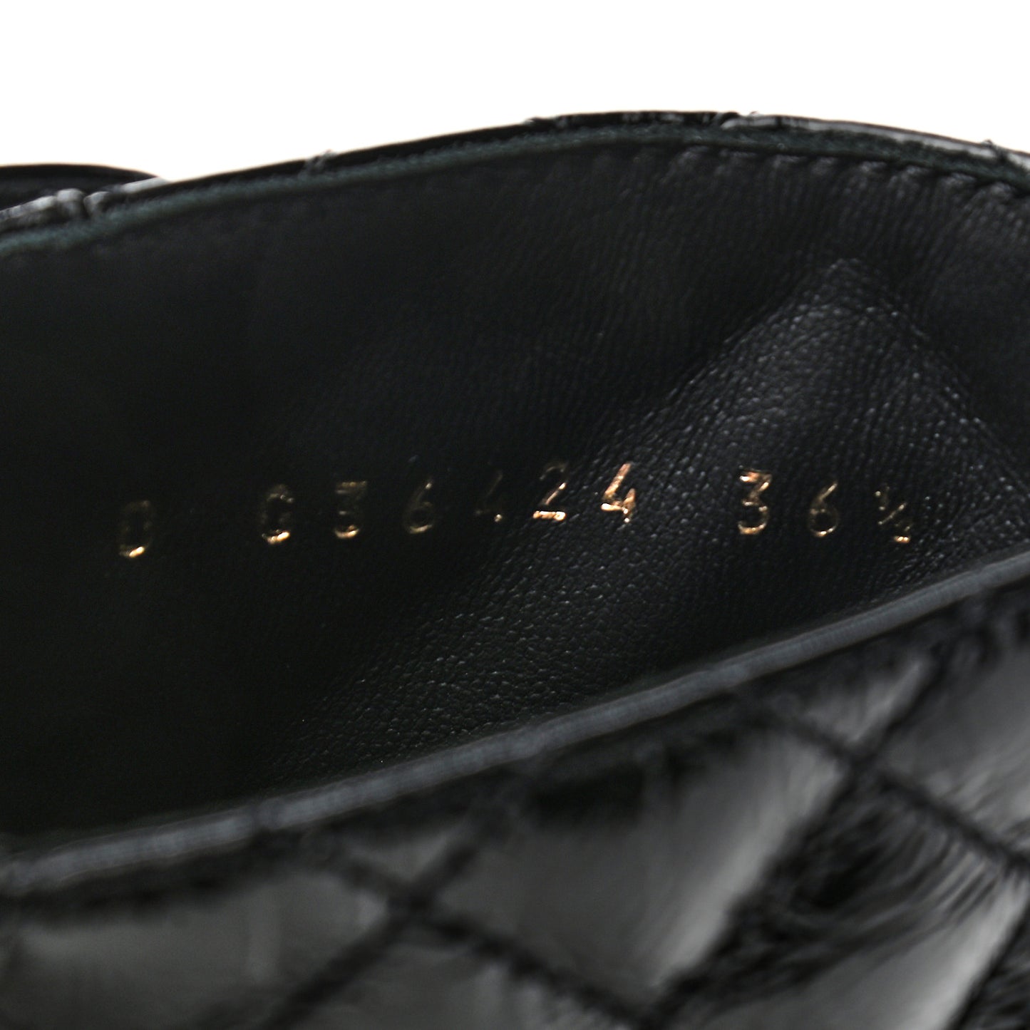 Shiny Calfskin Quilted Lace Up Combat Boots 36.5 Black