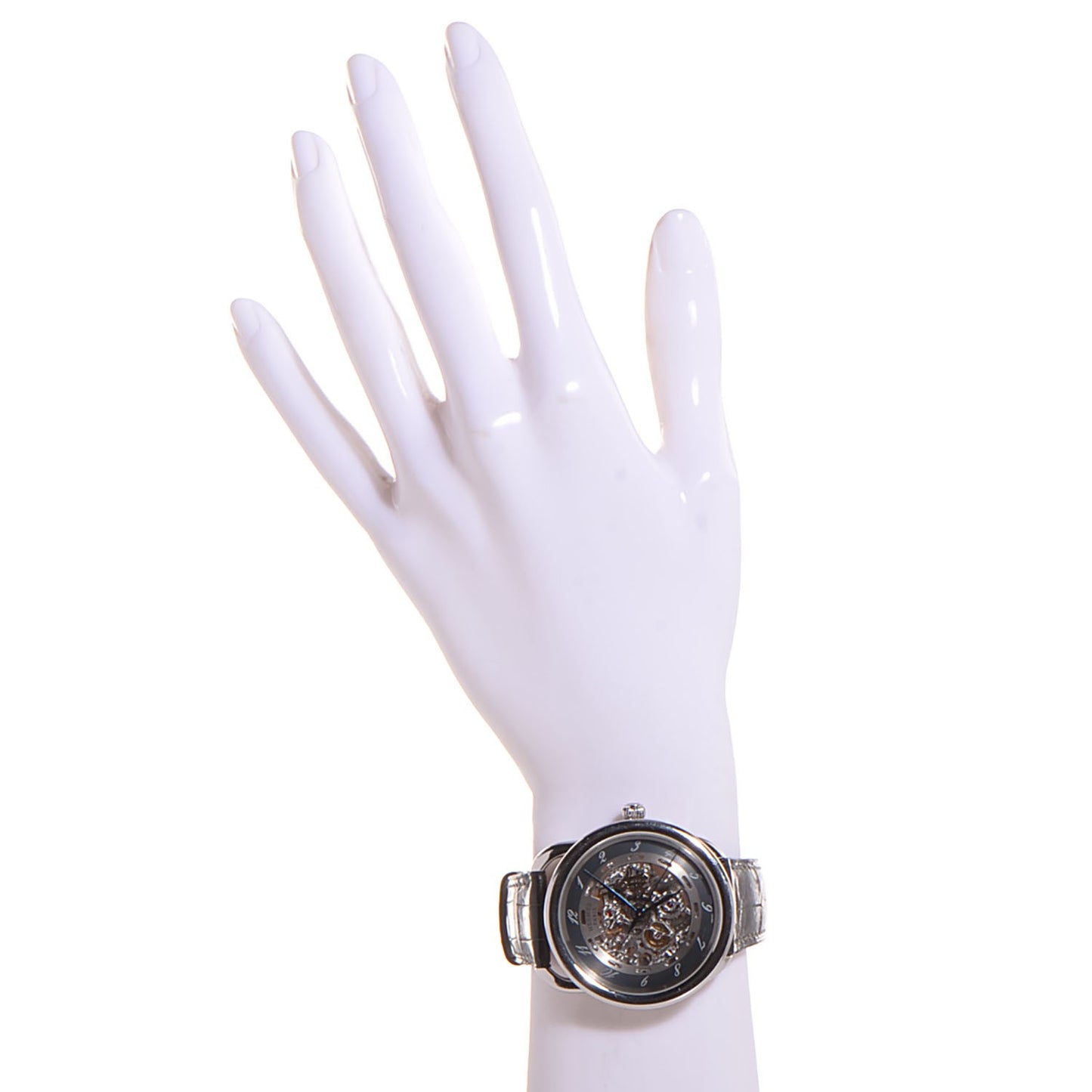 Stainless Steel Alligator 41mm Arceau Squelette Automatic Watch Noir