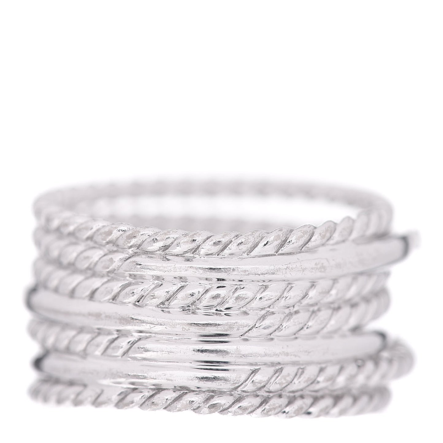 18K White Gold Diamond 11mm Wide Crossover Ring 52 6