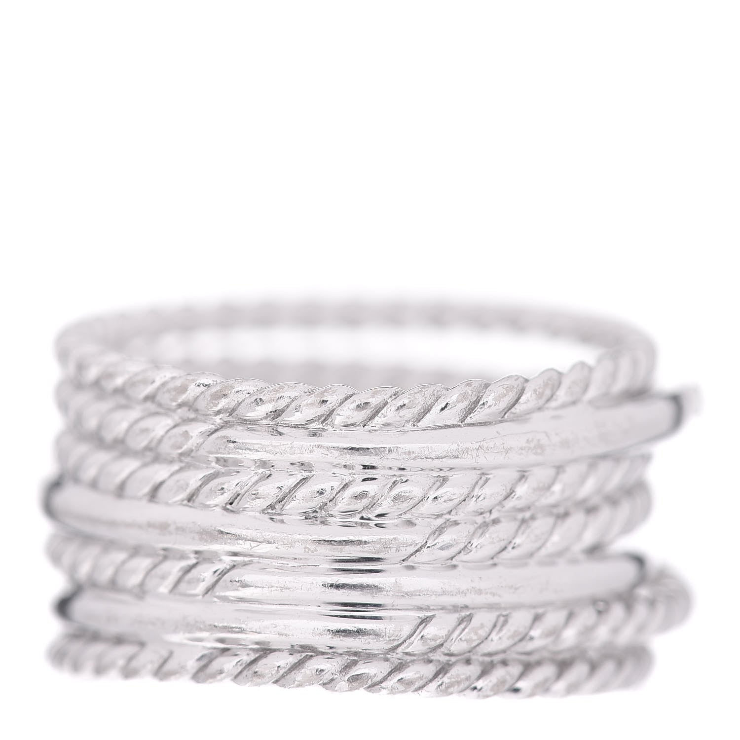 David Yurman 18K White Gold Diamond 11mm Wide Crossover Ring 52 6 4 of 5