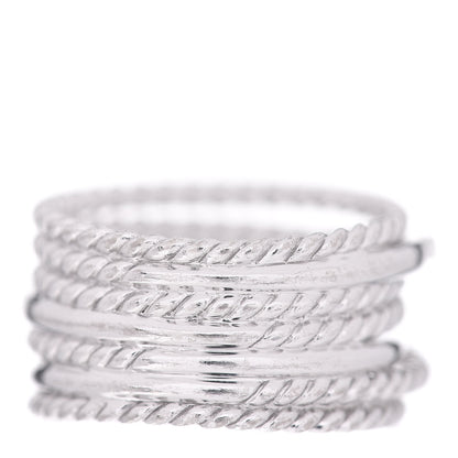 David Yurman 18K White Gold Diamond 11mm Wide Crossover Ring 52 6 4 of 5