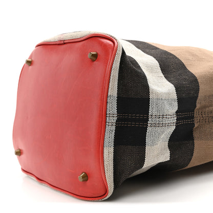 Burberry Canvas Mega Check Medium Ashby Bucket Bag Red 10 of 10