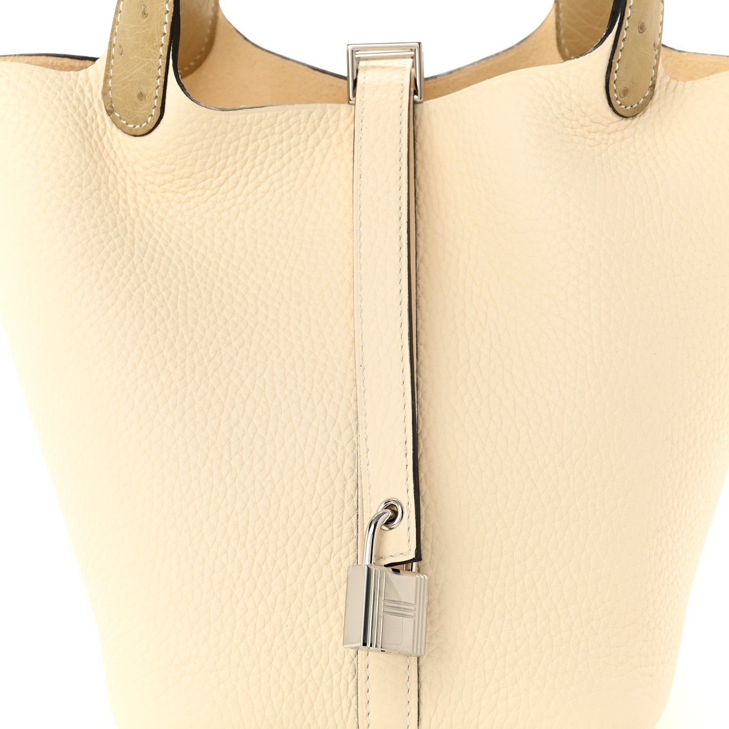Hermes Taurillon Clemence Ostrich Touch Picotin Lock 18 PM Nata Trench 8 of 11