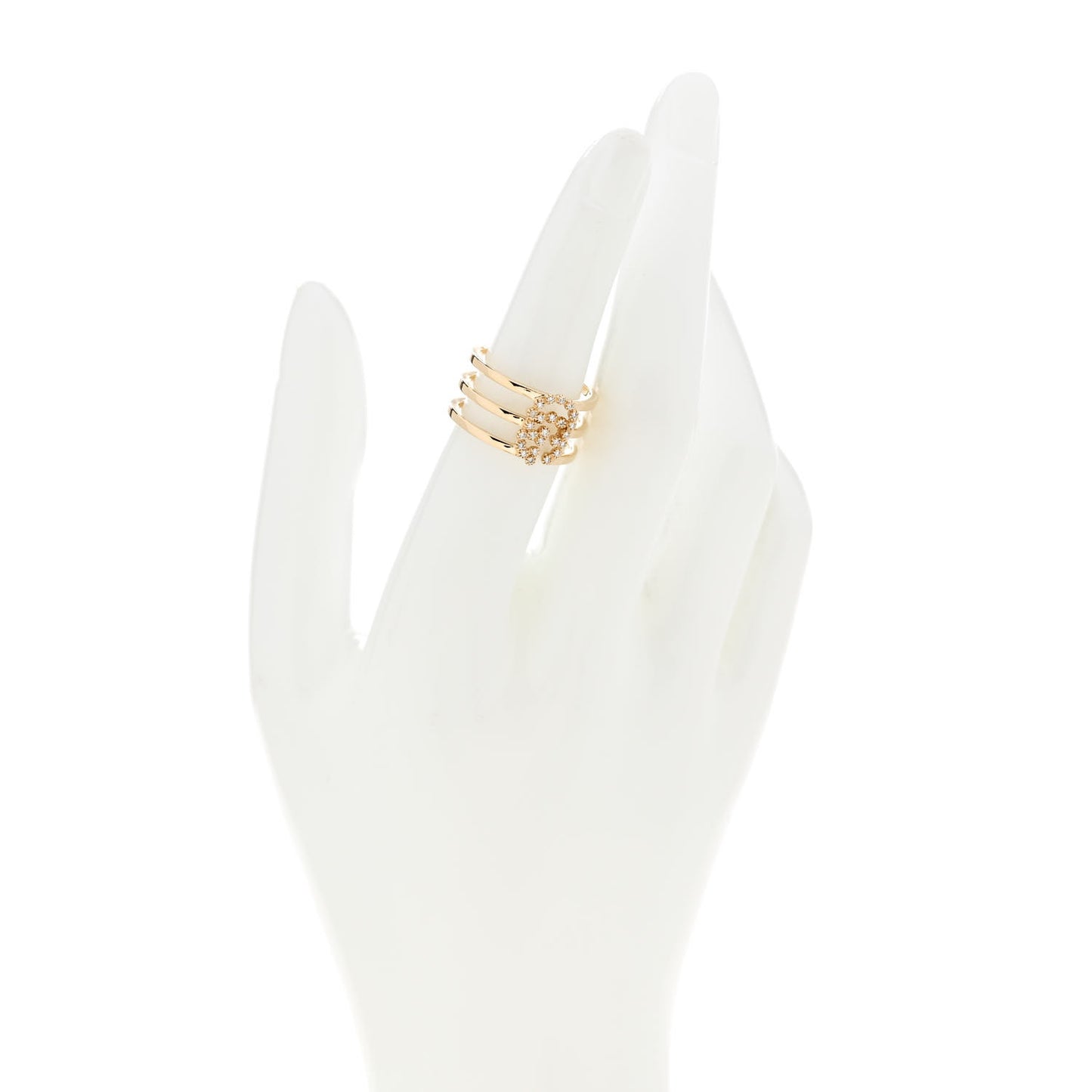18K Yellow Gold Diamond Running GG Triple Row Ring 53 6.25