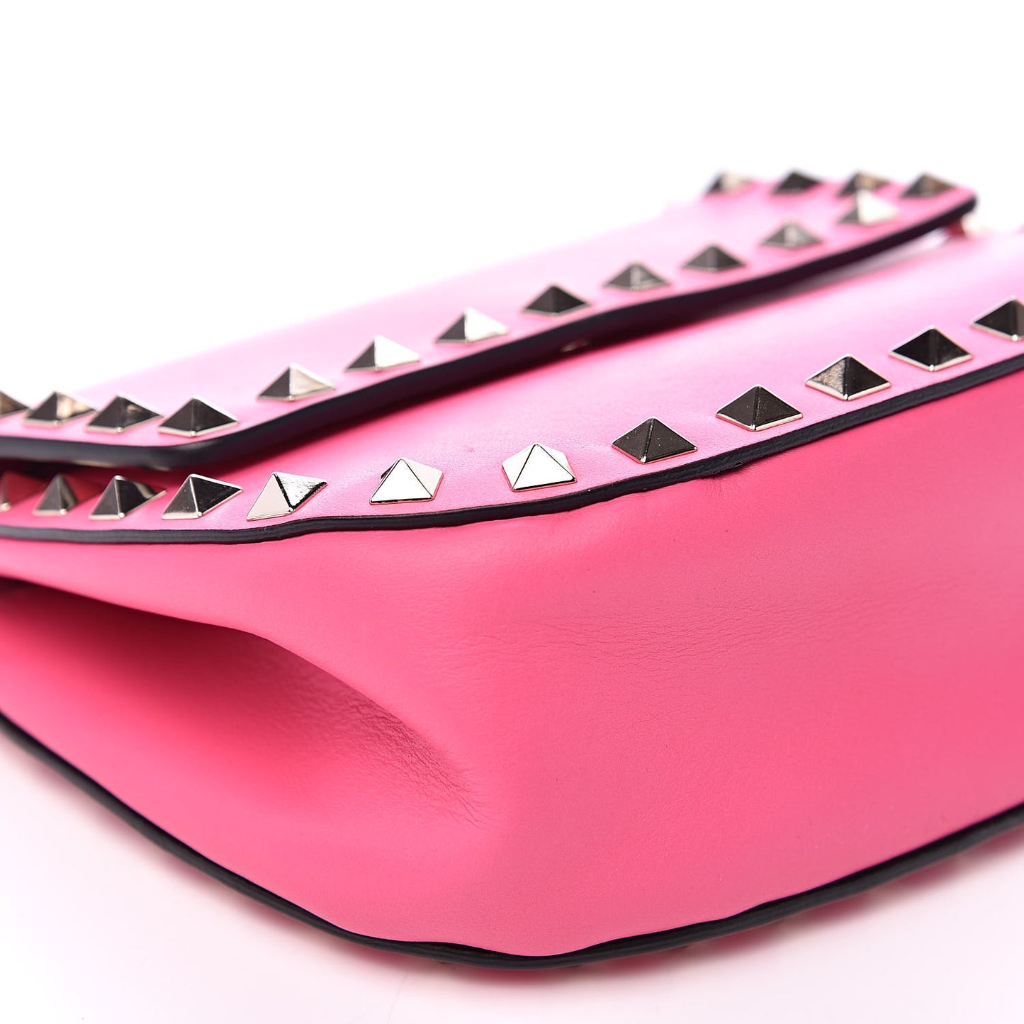 Vitello Rockstud Crossbody Saddle Bag Peony