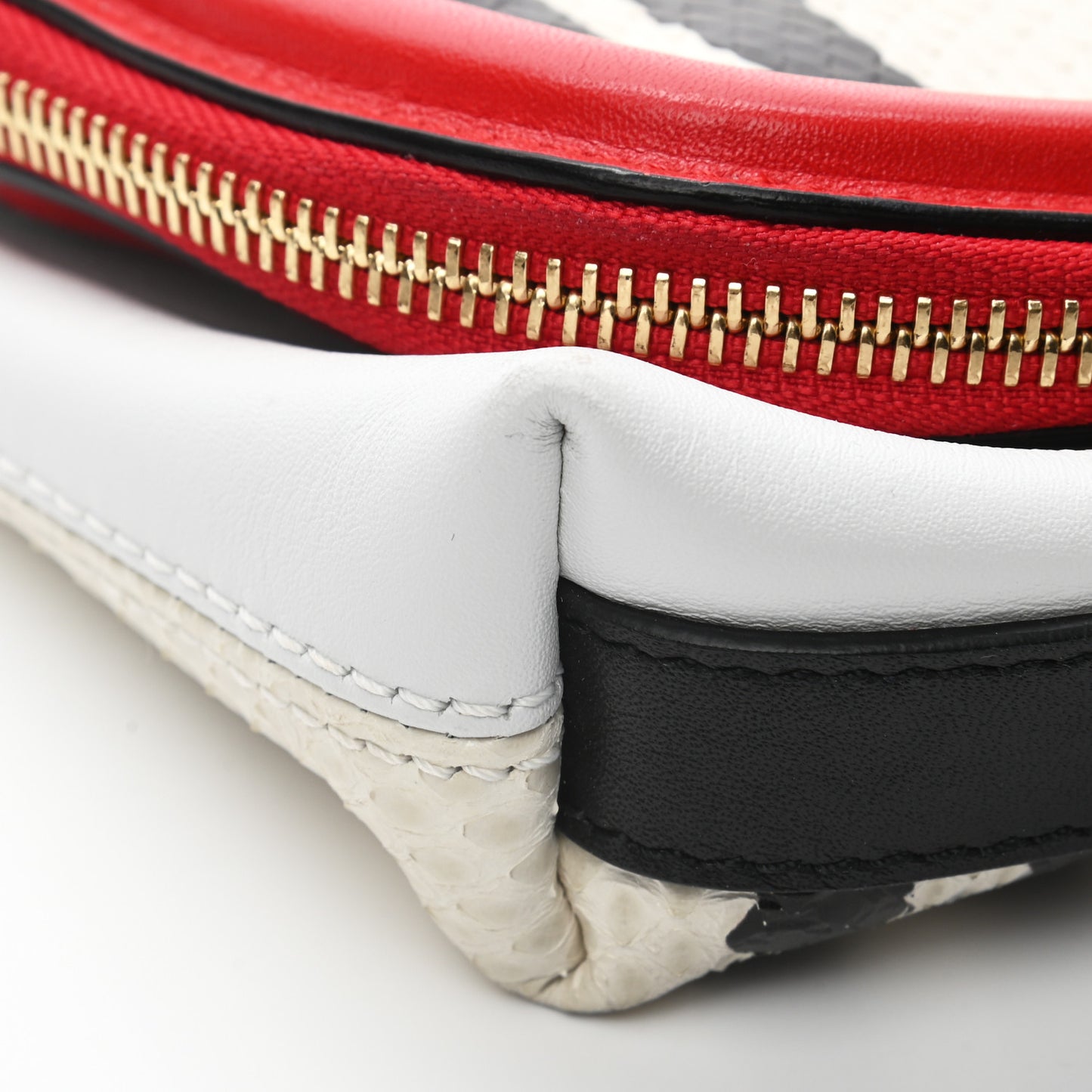 Snakeskin Padlock Skull Clutch Off White
