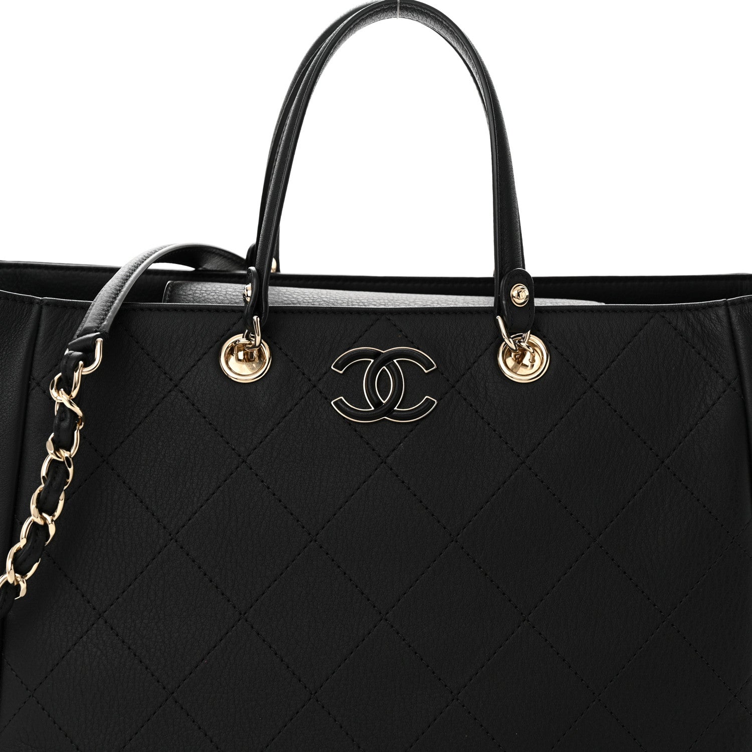 Chanel Bullskin Stitched Medium Shopping Bag Black 8 of 11