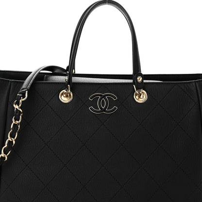Chanel Bullskin Stitched Medium Shopping Bag Black 8 of 11