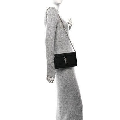 Saint Laurent Glazed Calfskin Cassandre Wallet On Chain WOC Black 2 of 11