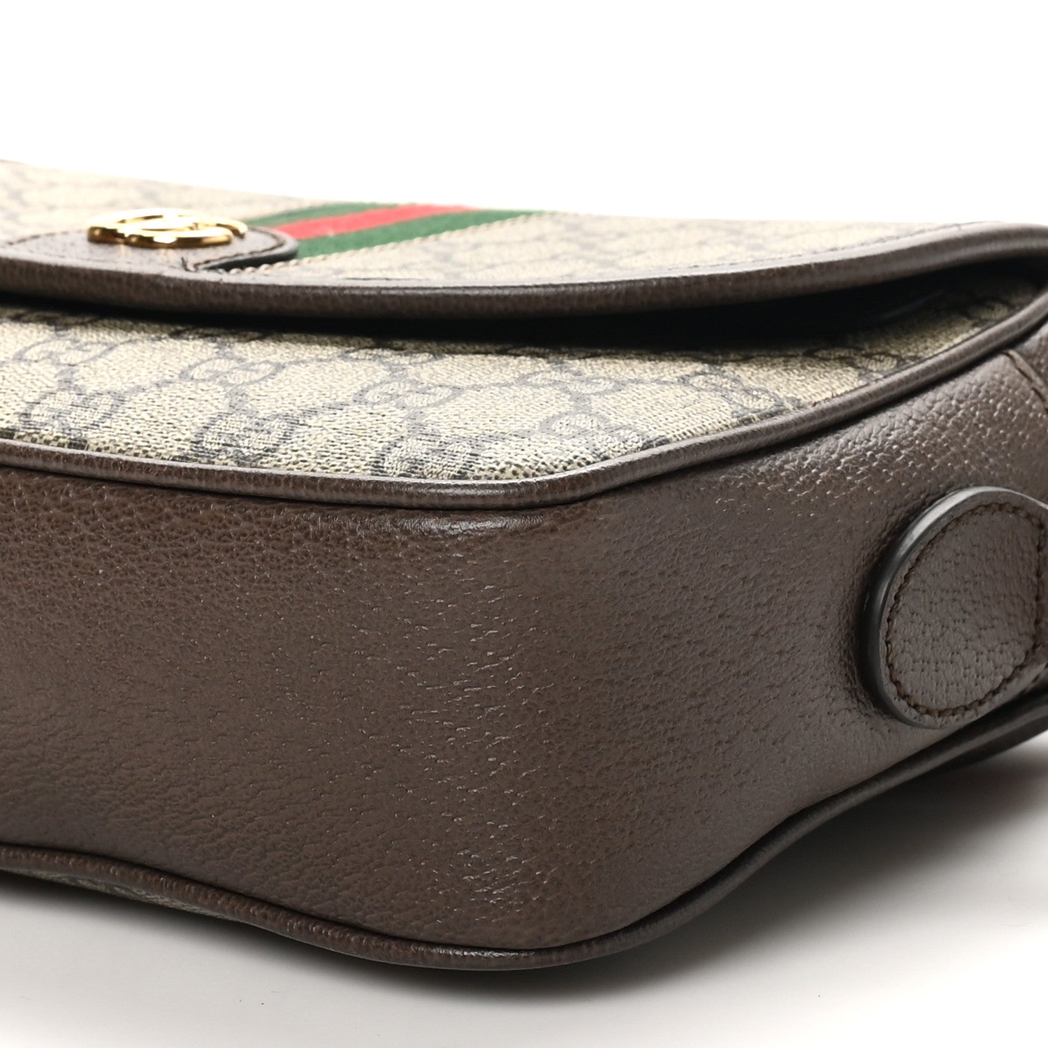 Gucci GG Supreme Monogram Textured Dollar Calfskin Web Studded Mini Ophidia Flap Shoulder Bag Beige Ebony New Acero 10 of 10
