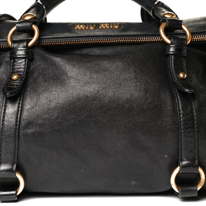 Miu Miu Vitello Lux Bow Tote Black 6 of 13