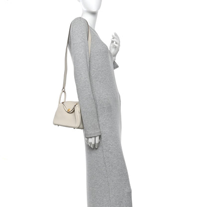 Hermes Taurillon Clemence Mini Lindy 20 Craie 2 of 11