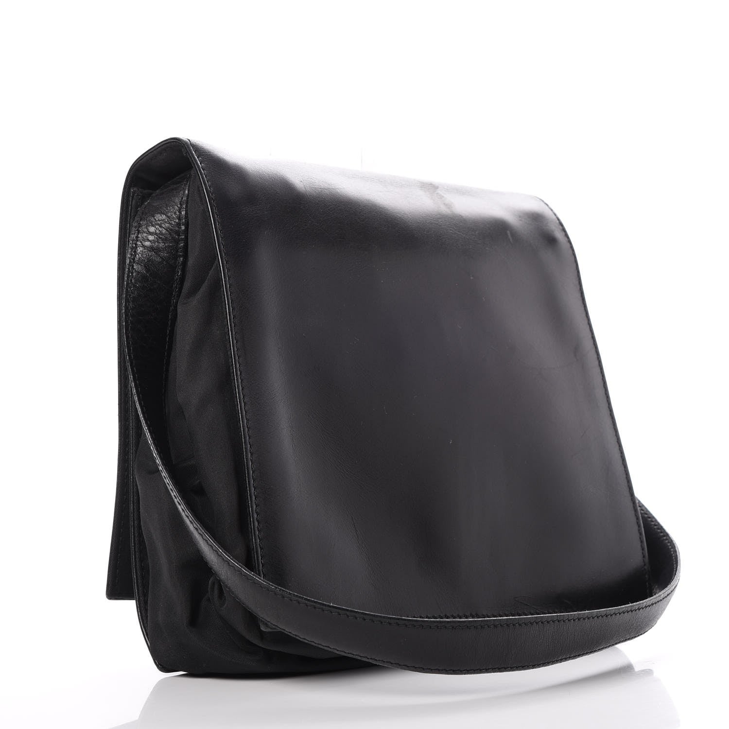 Prada Calfskin Tessuto Nylon Shoulder Bag Nero Black 3 of 8