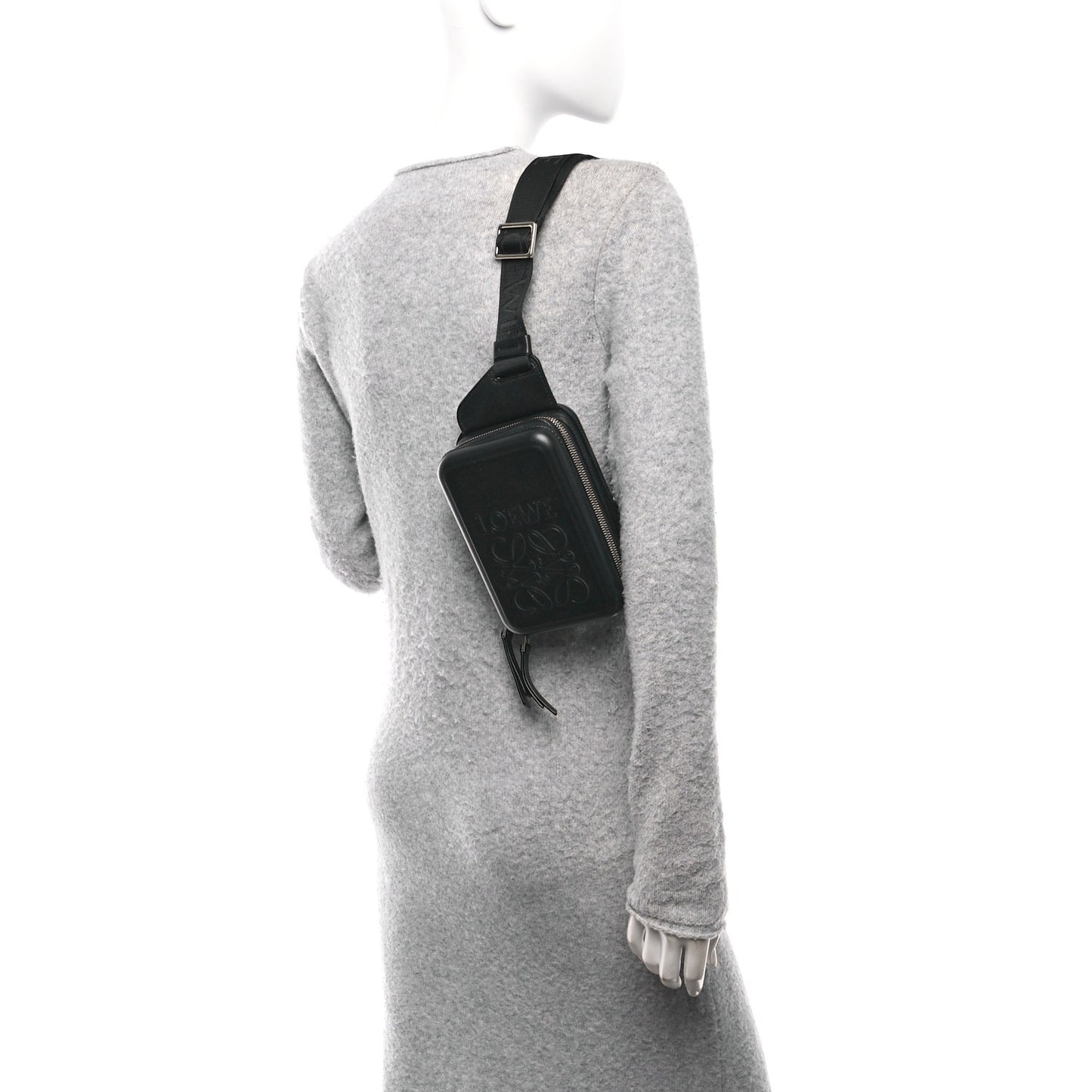 Calfskin Molded Sling Crossbody Bag Black