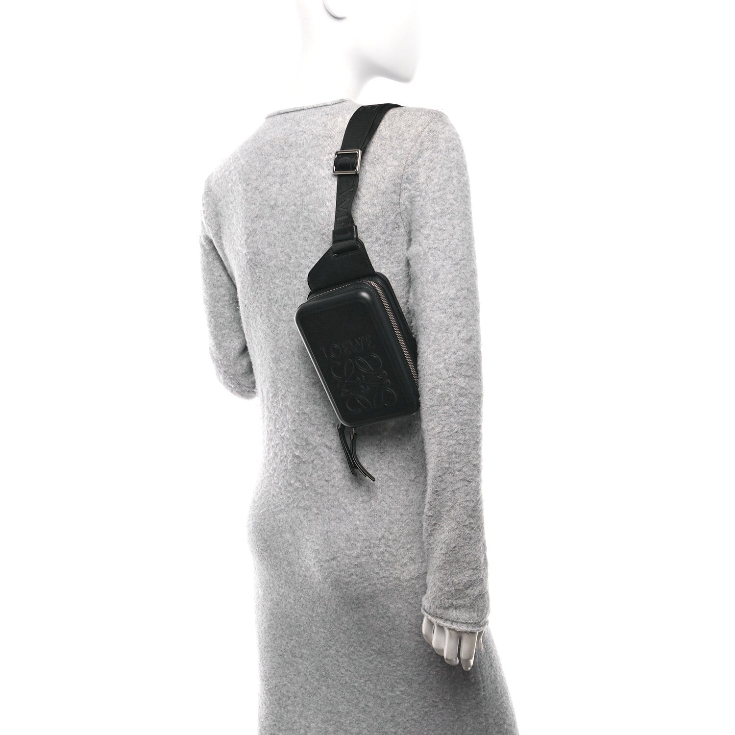 Loewe Calfskin Molded Sling Crossbody Bag Black 2 of 9