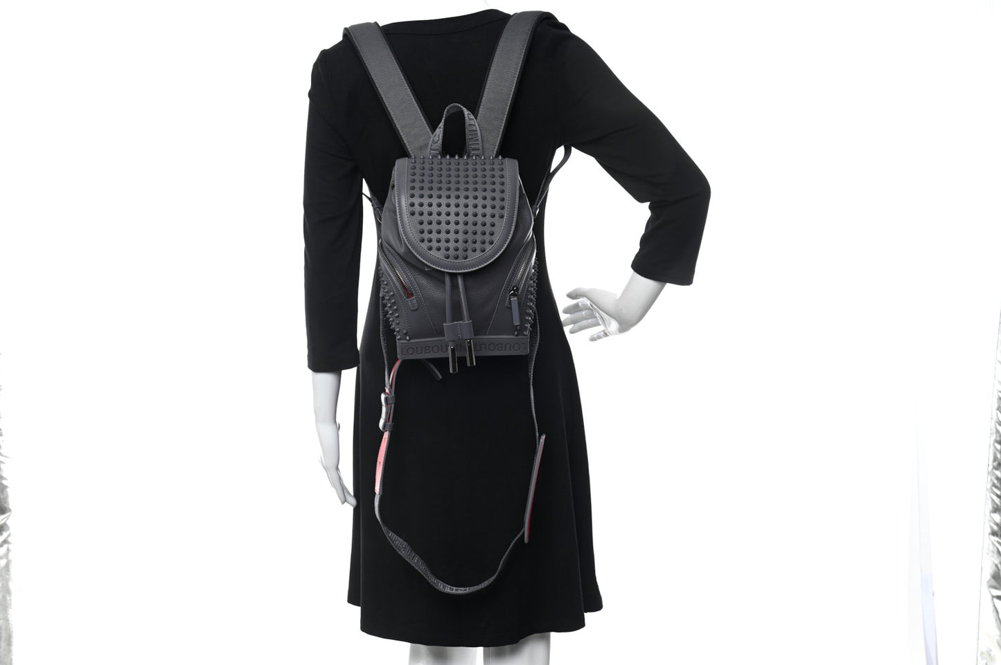 Calfskin Spiked Small Explorafunk Backpack Grey