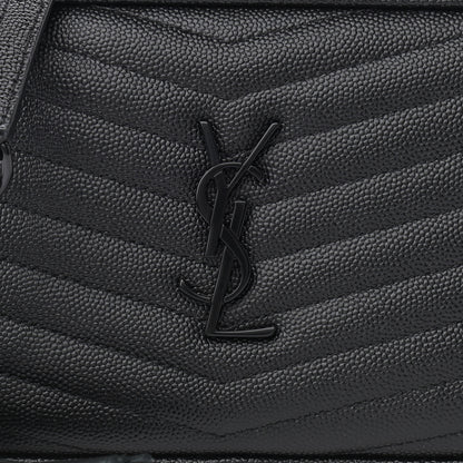 Saint Laurent Grain De Poudre Matelasse Monogram Mini Lou Camera Bag Black 7 of 9