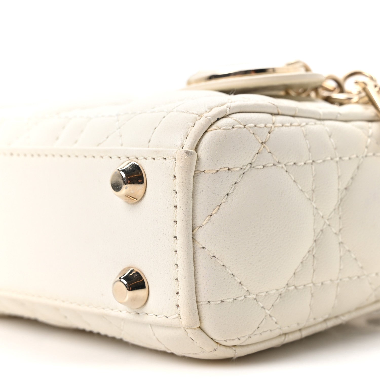 Christian Dior Lambskin Cannage Micro Lady Dior Latte 9 of 10