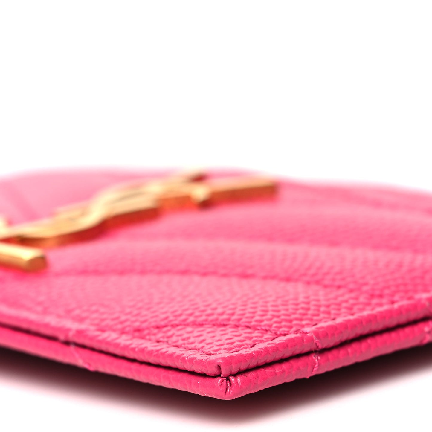 Grain De Poudre Matelasse Chevron Monogram Credit Card Case Fresh Fuxia