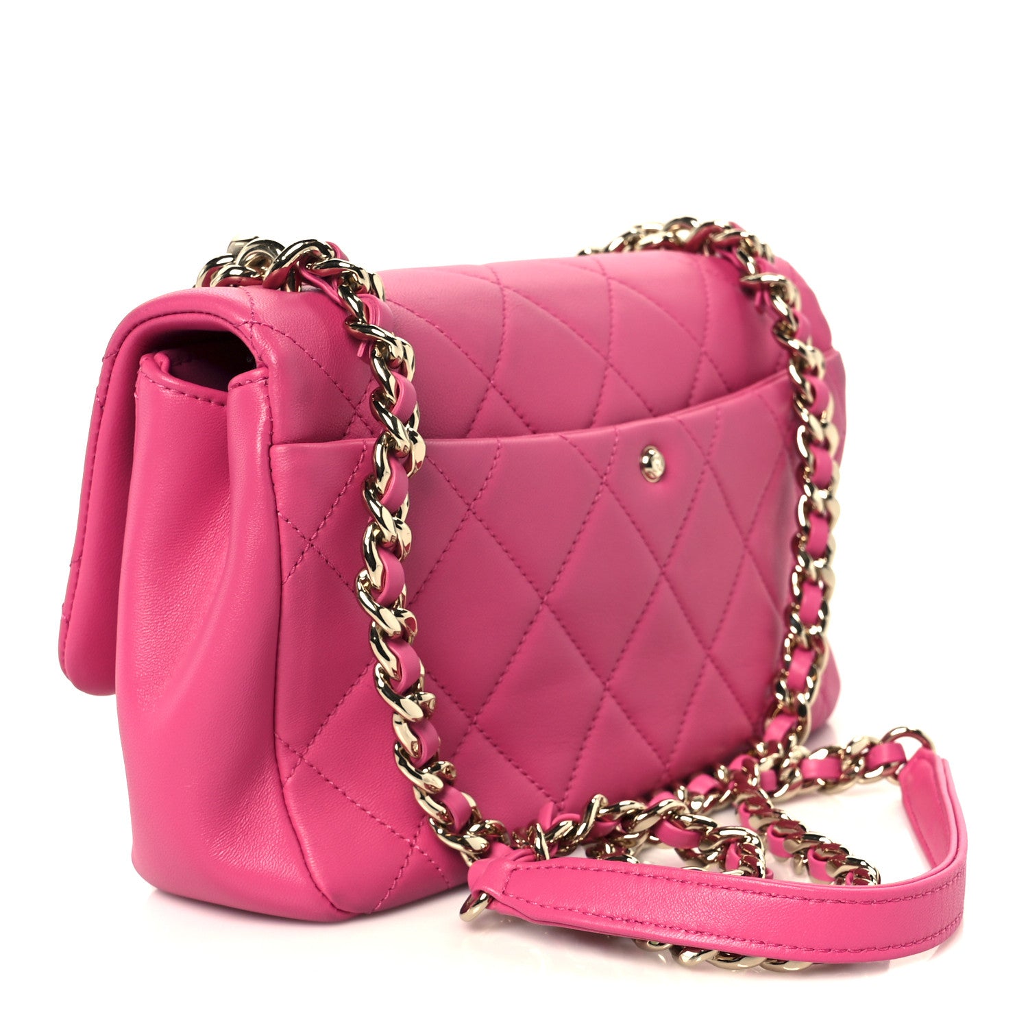 Chanel Lambskin Quilted Resin Bi-Color Chain Flap Bag Pink 3 of 11