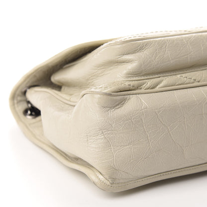 Saint Laurent Crinkled Calfskin Matelasse Monogram Medium Niki Chain Satchel Ivory 6 of 17