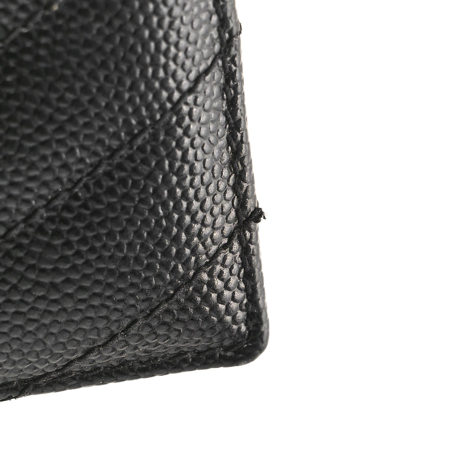 Saint Laurent Grain De Poudre Matelasse Chevron Monogram Credit Card Case Black 8 of 9