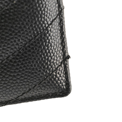 Saint Laurent Grain De Poudre Matelasse Chevron Monogram Credit Card Case Black 8 of 9