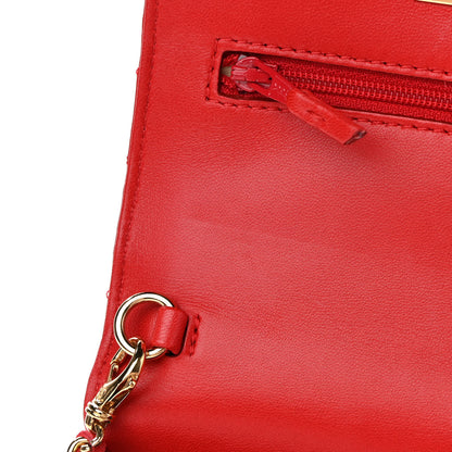 Chanel Lambskin Quilted Golden Class Wallet on Chain WOC Red 11 of 12