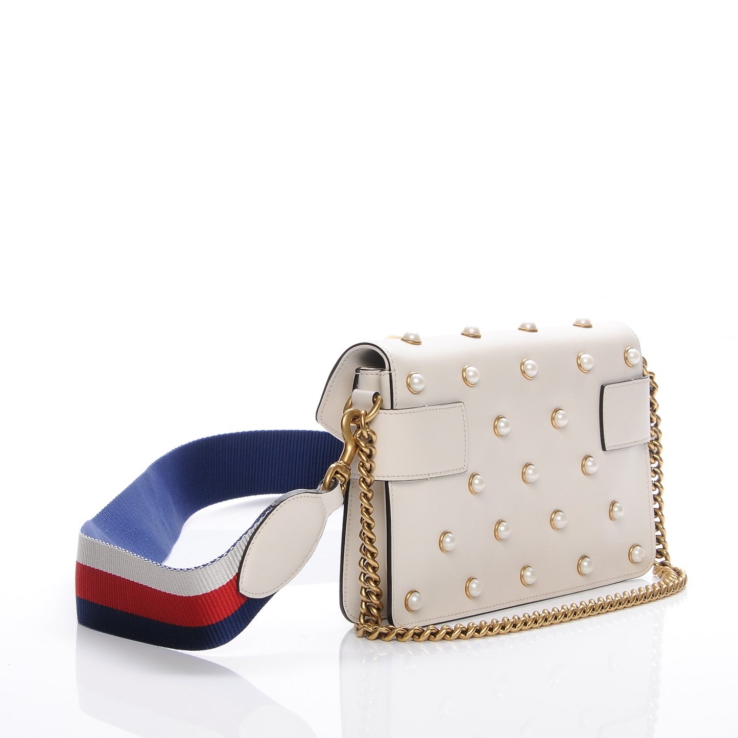 Nappa Pearl Studded Mini Queen Margaret Broadway Shoulder Bag Mystic White