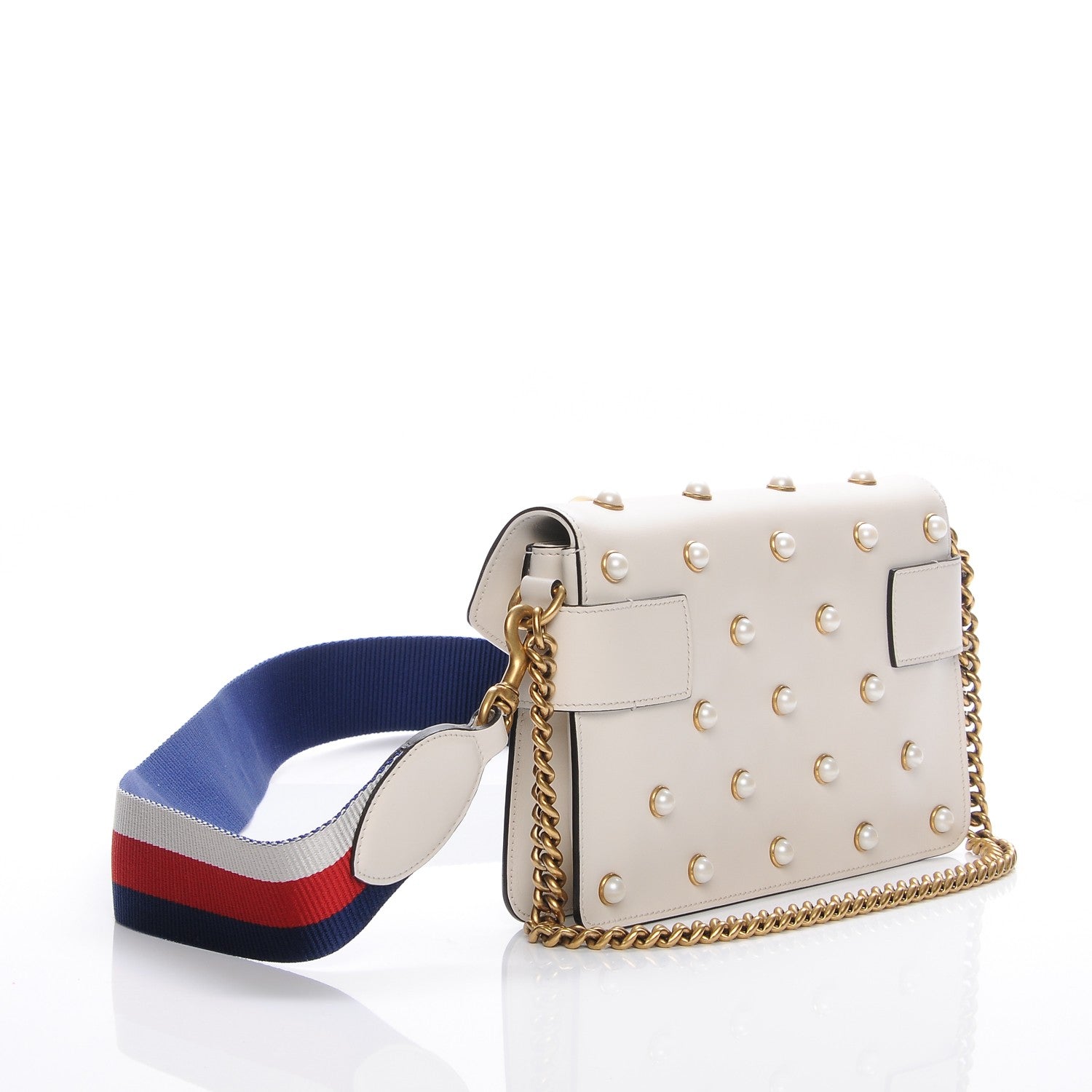 Gucci Nappa Pearl Studded Mini Queen Margaret Broadway Shoulder Bag Mystic White 4 of 9