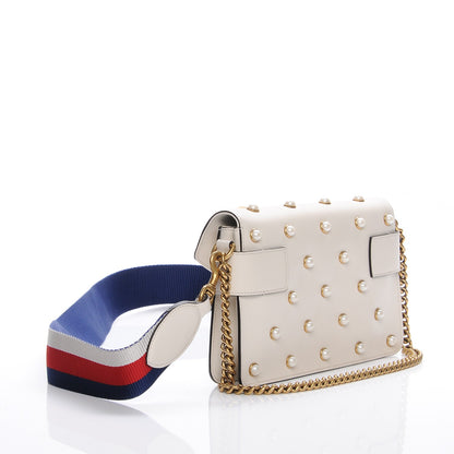 Gucci Nappa Pearl Studded Mini Queen Margaret Broadway Shoulder Bag Mystic White 4 of 9
