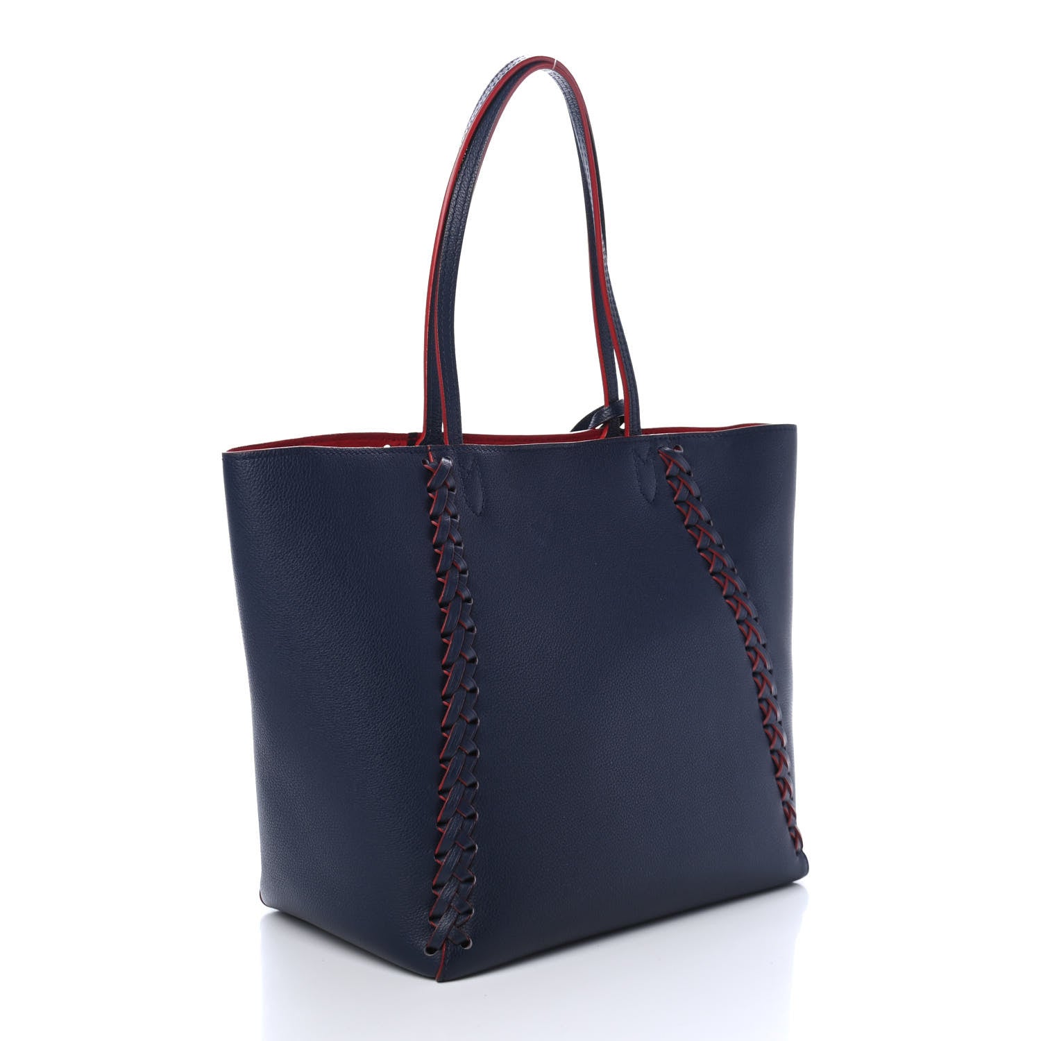 Louis Vuitton Calfskin Braided Lockme Cabas Marine Rouge 2 of 5