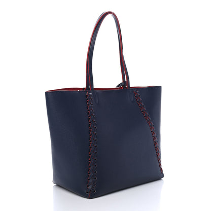 Louis Vuitton Calfskin Braided Lockme Cabas Marine Rouge 2 of 5