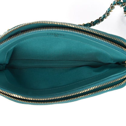Chanel Caviar Quilted Small Clutch With Chain Turquoise 6 of 13