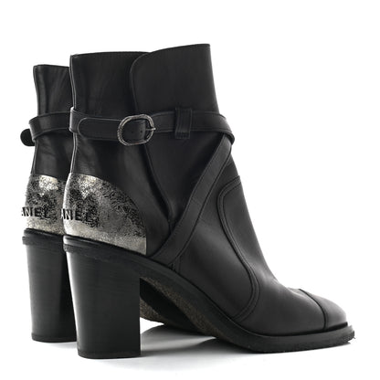 Chanel Lambskin CC Buckle Short Boots 38.5 Black 4 of 9