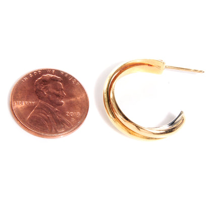 Cartier 18K Pink Yellow White Gold Trinity Hoop Earrings 2 of 8