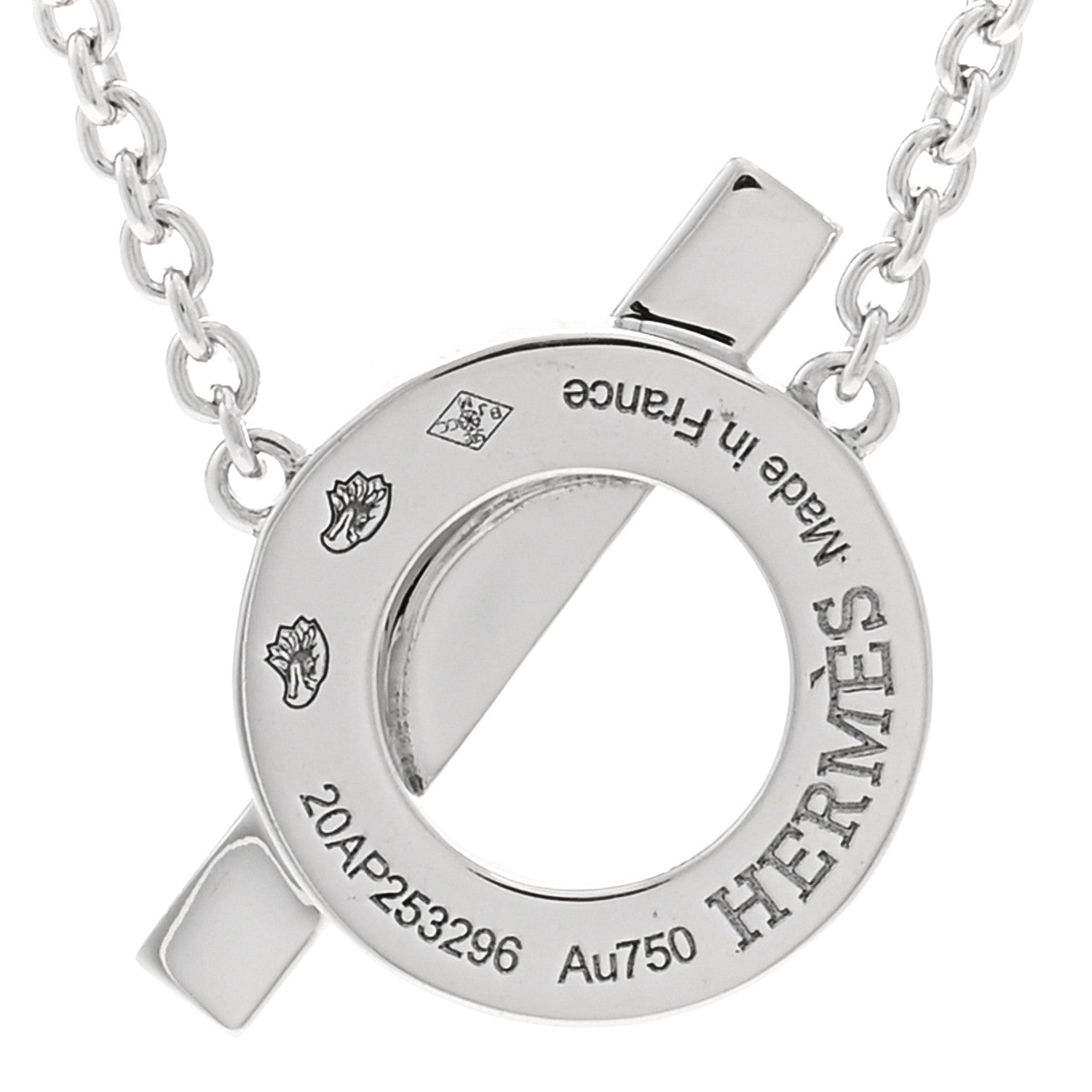 Hermes 18K White Gold Diamond Finesse Pendant Necklace 4 of 5