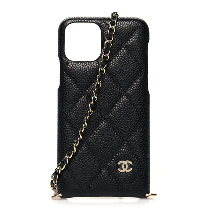 Chanel Caviar Quilted iPhone XI Pro Case With Chain Black 1 of 10