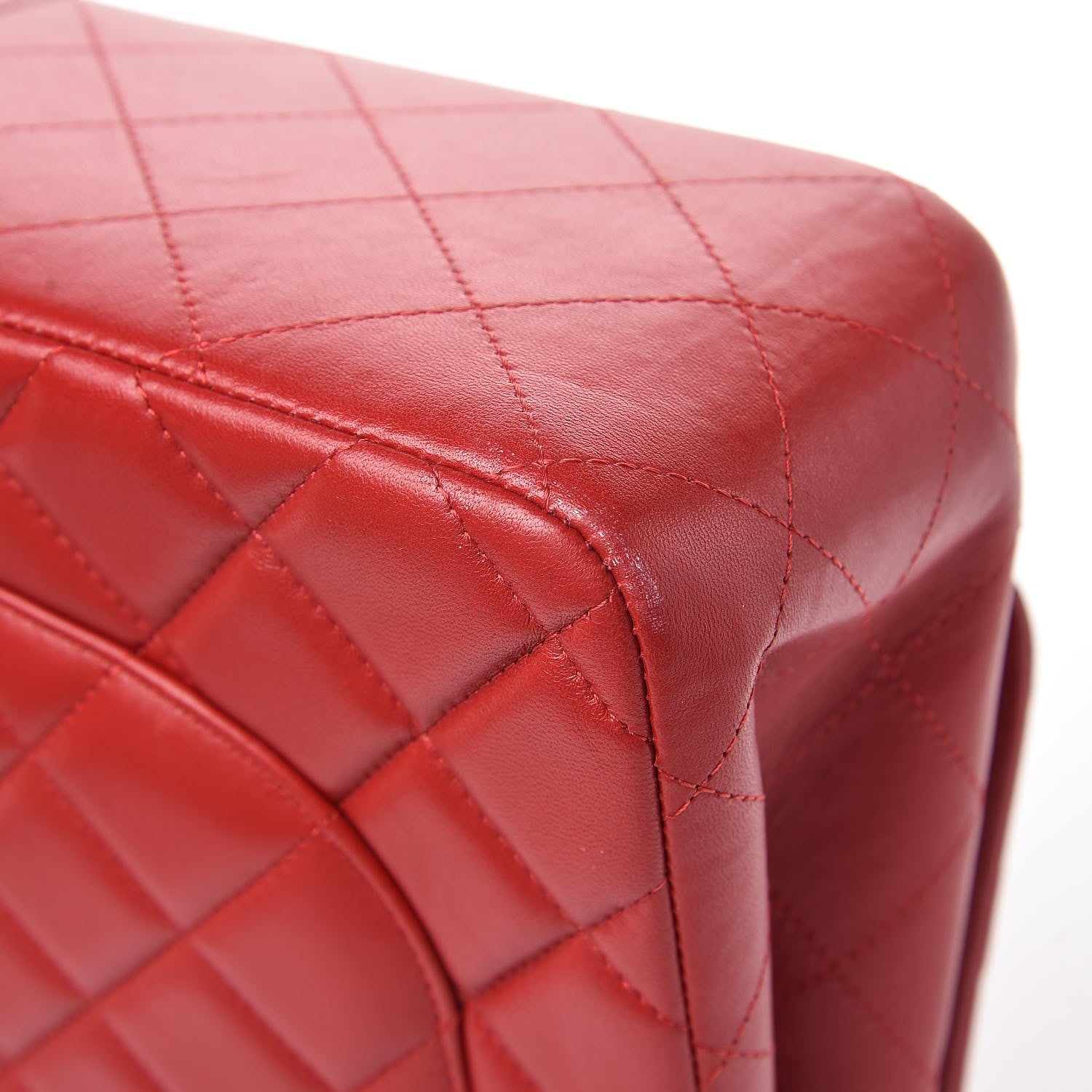Chanel Lambskin Quilted Jumbo Double Flap Red 7 of 8