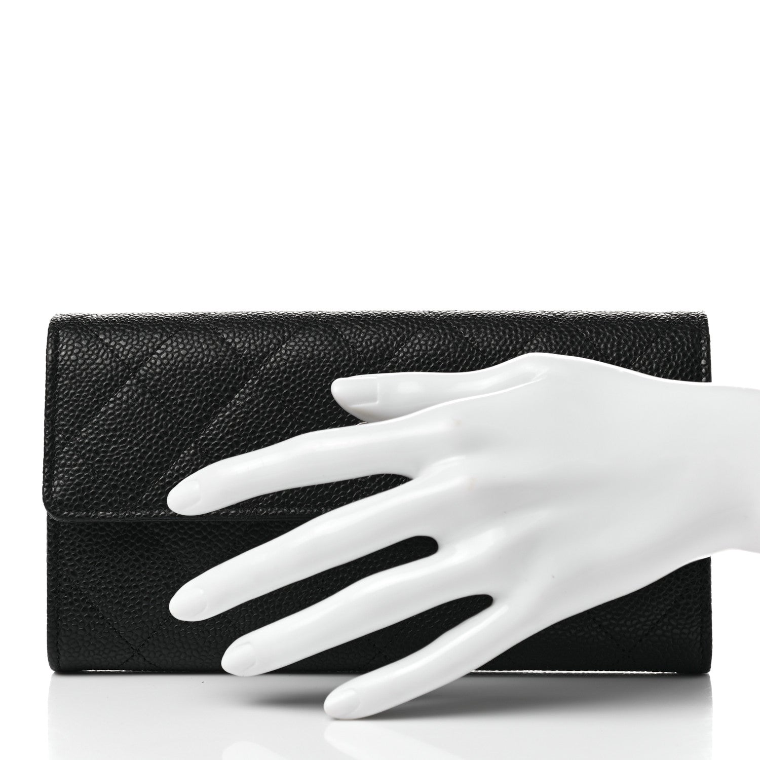Chanel Caviar Quilted Large Gusset Flap Wallet Black 2 of 9